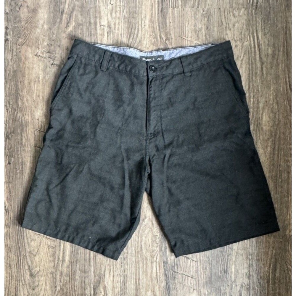 O’Neill Chino Shorts Mens 34 Black Chambray Skate Surf Polyester Blend Casual